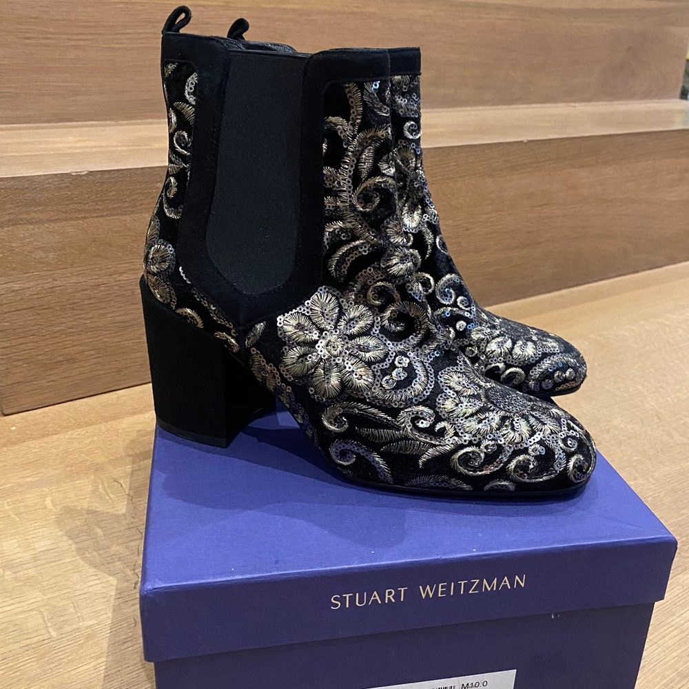 Stuart Weitzman Mediate Embellished Boots Booties